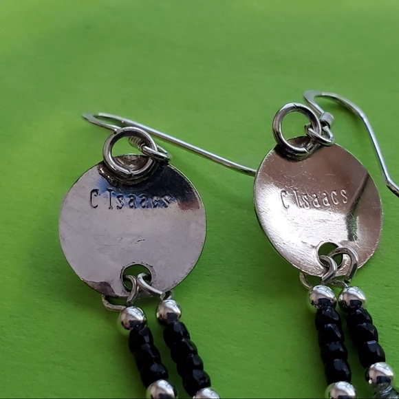 Sterling SW Onyx Dangle Artsian Earrings C. Issacs - Picture 4 of 10